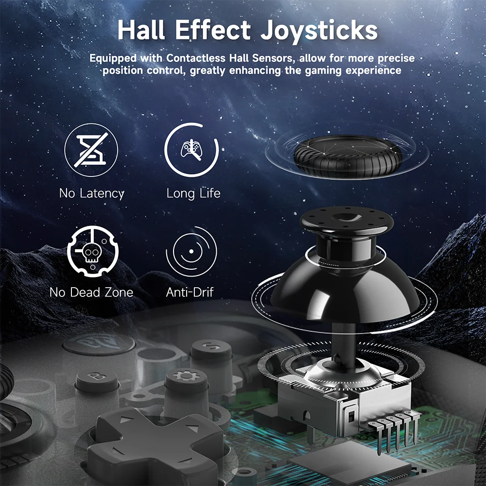 Wireless Gaming Controller for PC, Switch, Phone, Smart TV, Hall Effect 3D Analog Stick Trigger - AG Production