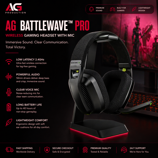 AG BattleWave™ — Pro Wireless Gaming Headset with Mic - AG Production 