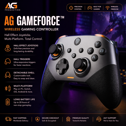 AG GameForce™ Wireless Gaming Controller — Hall Effect Joysticks, Multi-Platform - AG Production 