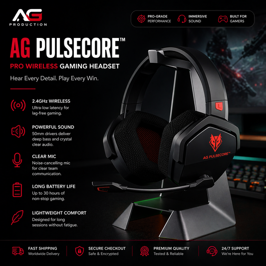 AG PulseCore™ Pro— Wireless Gaming Headset with Microphone - AG Production 