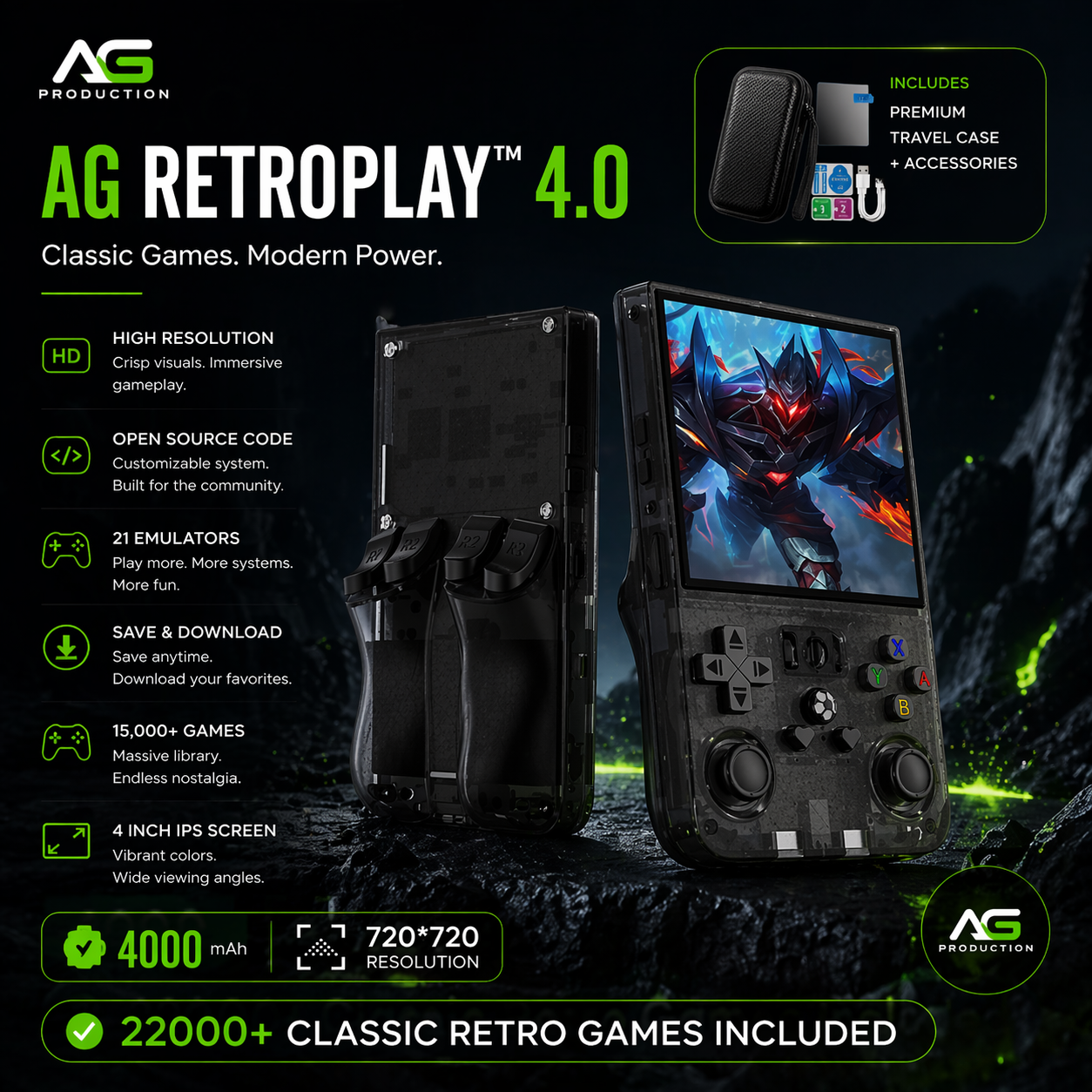 AG RetroPlay™ 4.0 — Portable Retro Game Console - AG Production 
