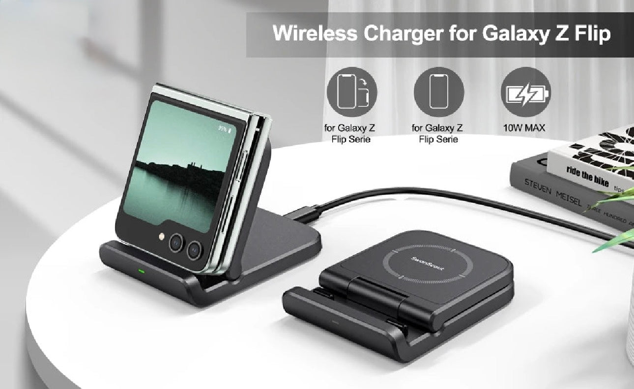AG FoldCharge™ PRO Wireless Charger — Foldable Fast-Charging Stand for Samsung Z Flip / Z Fold / Motorola Razr / Galaxy S24