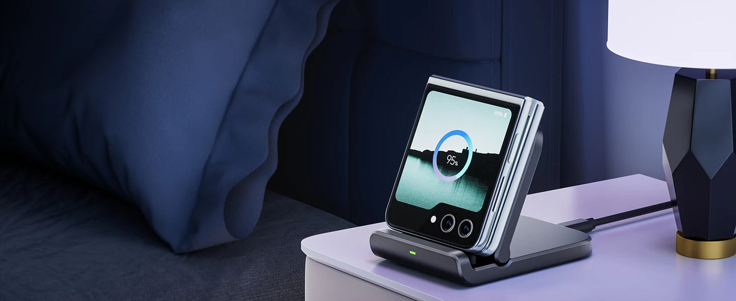 AG FoldCharge™ PRO Wireless Charger — Foldable Fast-Charging Stand for Samsung Z Flip / Z Fold / Motorola Razr / Galaxy S24