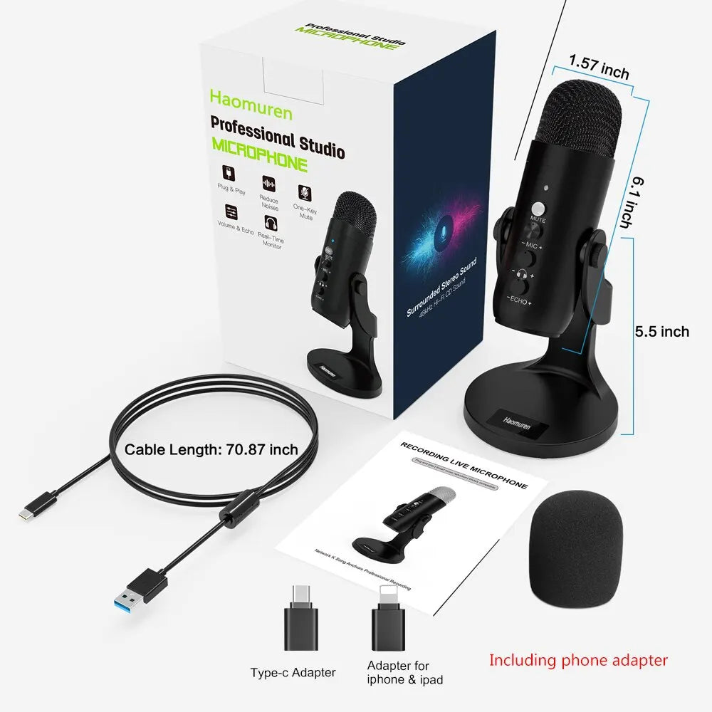 USB Microphone for PC, Mac, Gaming, Recording & More - AG Production 